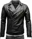 Crone Theo Herren Lederjacke Basic Biker Jacke aus weichem Rindsleder (M, Heavy Washed Black (Rindsleder))