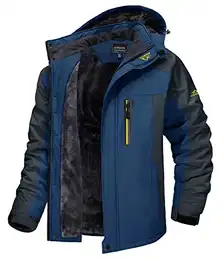 Winterparka Herren Gefüttert Snowboardjacke Ski Jacke Softshell Winterjacke Männer Regenjacke Warme Skijacke Atmungsaktiv Windjacke mit Kapuze Denim Blau M