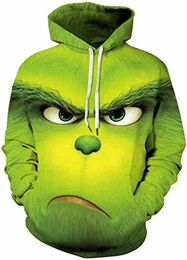 Herren Hoodies 3D Druck Weihnachten Motiv mit Tasche (XL 1-grün 3)
