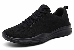 Laufschuhe Atmungsaktiv Turnschuhe Schnürer Sportschuhe Sneaker für Herren Damen (EU43, Voll Schwarz)