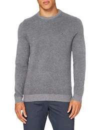 Herren Mouline Structure Crew Neck Pullover, Grau (Dark Grey Heather), M