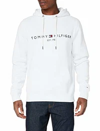 Herren Tommy Logo Hoody Pullover, White, M
