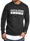 JACK & JONES Herren Sweatshirt Pullover Print Rundhals Streetwear 4 Elements (Medium, Dark Grey Melange)