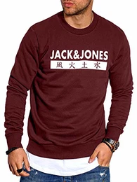Herren Sweatshirt Pullover Print Rundhals Streetwear 4 Elements (Medium, Port Royale)