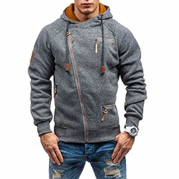 Herren-Kapuzenpullover, langärmelig, durchgehender Reißverschluss, Samt, Größe M-3XL, dunkelgrau, M