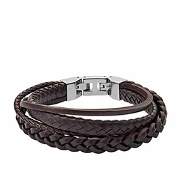 Herren Armband Brown Braided Double