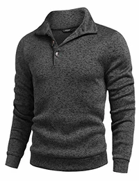Herren Casual Slim Fit Pullover, Strickpullover, Thermopullover, Innenseite - Grau - Mittel