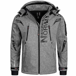 Geographical Norway Herren Softshell Funktions Outdoor Jacke im Bundle mit urbandreamz Beanie Grau