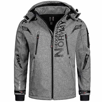 Geographical Norway Herren Softshell Funktions Outdoor Jacke im Bundle mit urbandreamz Beanie Grau