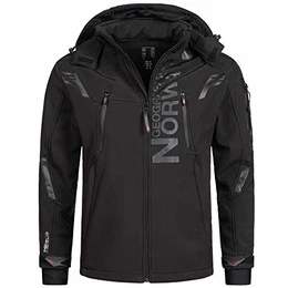 Geographical Norway Herren Softshell Funktions Outdoor Jacke wasserabweisend im Bundle mit urbandreamz Beanie (M, Talentueux Black)