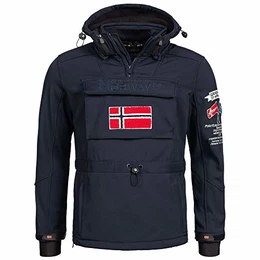 Geographical Norway Herren Softshell Funktions Outdoor Jacke wasserabweisend im Bundle mit urbandreamz Beanie (L, Terreaux Navy)