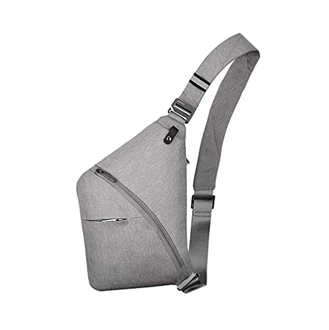 OSOCE Umhängetaschen Herren Wasserfeste Mini Bauchtasche Mehrere Taschen Schultertasche Anti-Diebstahl Sling Bag Crossbody Tasche Rucksack für Männer und Frauen Hellgrau