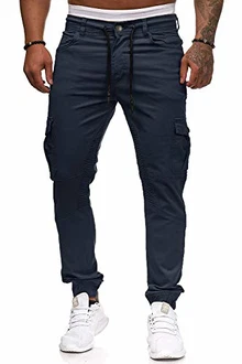 Cassiecy Herren Hose Jogger Chino Cargo Jeans Hosen Stretch Sporthose mit Taschen Slim Fit Freizeithose Navy