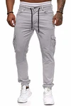 Cassiecy Herren Hose Jogger Chino Cargo Jeans Hosen Stretch Sporthose mit Taschen Slim Fit Freizeithose Hellgrau