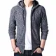 Biutimarden Herren Strickjacke Langarm Fashion Herren Kapuze Solide Coat Warm Jumper Fleece Mit Hut(Dunkelgrau L)