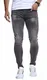 Leif Nelson Herren Jeans Hose Stretch Slim Fit Denim Blaue Lange Schwarze Jeanshose für Männer Jungen weiße Freizeithose Schwarze Cargo Chino Sommer Winter Basic LN271 W32L32 Anthrazit