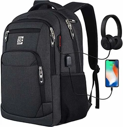 Laptop Rucksäcke mit USB-Ladeanschluss Herren Damen für Arbeit Schule Uni Schulrucksack für Jungen Teenager mit Laptopfach & Anti Diebstahl Tasche (15,6 Zoll Schwarz)