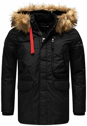 Redbridge Herren Parka Jacke Mantel Big Pocket Lange Winterjacke M6067A (M, Schwarz)