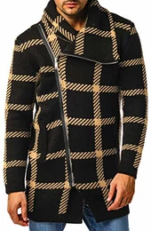 Herren Strickjacke Reissverschluss Schwarze Jacke für Winter Schalkragen Winterjacke Übergangsjacke Hoodie Männer Freizeitjacke Sweatjacke Slim Fit LN5990 M Schwarz-Braun