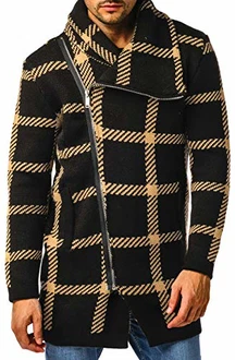 Leif Nelson Herren Strickjacke Reissverschluss LN5990 Schwarz/Braun (LN5990)