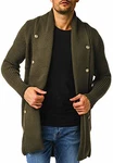 Leif Nelson Herren Strickjacke Reissverschluss Cardigan LN5995 Schwarz/Khaki (5995)