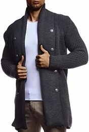 Herren Strickjacke Reissverschluss Schwarze Jacke für Winter Schalkragen Winterjacke Übergangsjacke Hoodie Männer Freizeitjacke Sweatjacke Slim Fit LN5995 M Anthrazit