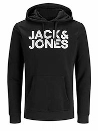 Herren Corp Logo Sweat Hood Classic Kapuzen Sweatshirt Basic Sweater, Farben:Schwarz, Größe Pullover:M