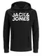 Herren Jack & Jones Corp Logo Sweat Hood Classic Kapuzen Sweatshirt Basic Sweater, Farben:Schwarz, Größe Pullover:M