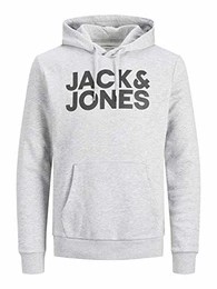 Herren Kapuzenpullover Sweat Hoodie, Grau (Light Grey Detail: Reg Fit-Melange), Medium