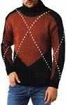 Leif Nelson Herren Strickpullover Rollkragen LN6010 Schwarz/Braun (LN6010)