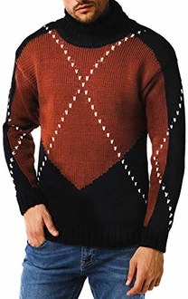 Leif Nelson Herren Strickpullover Rollkragen LN6010 Schwarz/Braun (LN6010) Leif Nelson Herren Strickpullover Rollkragen LN6010 Schwarz/Braun (LN6010)