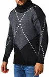 Leif Nelson Herren Strickpullover Rollkragen LN6010 Schwarz/Anthrazit (LN6010)