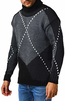 Leif Nelson Herren Strickpullover Rollkragen LN6010 Schwarz/Anthrazit (LN6010) Leif Nelson Herren Strickpullover Rollkragen LN6010 Schwarz/Anthrazit (LN6010)