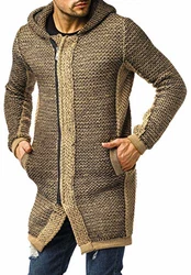 Leif Nelson Herren Strickjacke Reissverschluss LN6150 Braun/Schwarz