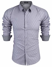 Herren Hemd kariert Langarm Shirt Hemden Slim fit Freizeit karohemden