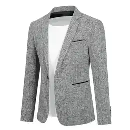 Herren Sakko Sportlich Baumwolle Blazer Slim Fit Modern Jackett Jacke Casual Anzugjacke für Männer # Grau M