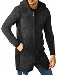 Leif Nelson Herren Strickjacke Reissverschluss LN6150 Schwarz/Anthrazit (LN6150)