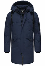 Redbridge Herren Parka Jacke Mantel Winterjacke Long Basic mit Kapuze Blau M