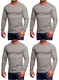 JACK & JONES Herren 4er Pack Basic Langarm Shirt Longsleeve Sweatshirt O-Neck Rundhals Weiß Schwarz Blau Grau (4er Pack Hellgrau, M)