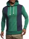 Leif Nelson Herren Hoodie Pullover für Männer mit Kapuze Pulli Kapuzenpullover Slim Fit Longsleeve Sweatshirt Langarm LN8338 M Grün-D.Blau