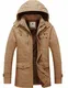 Uoiuxc Herren Winter Parka Winddicht Mantel Warme Windjacke mit Futter und Kapuze (Khaki,M)