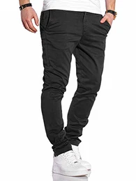Herren Chino Hose Chinos Herrenhose JJ Slim Fit (W32 L32, Black)