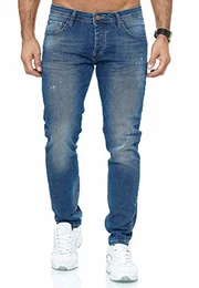 Red Bridge Herren Jeans Hose Slim-Fit Distressed Faded Wave (W32 L32, M4251 - Blue)