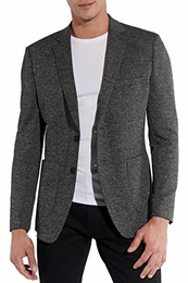 Herren Sakko Jacket Jersey Elastisch Grau Melange