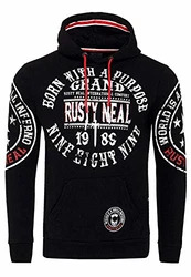Rusty Neal Kapuzensweatshirt mit Markenprints Schwarz (078)