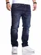 Rello & Reese Herren Jeans Straight Fit Denim Hose Regular Stetch JN-221 [Dunkelblau, W32/L32]