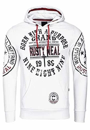 Sweatshirt Herren Kapuzenpullover Langarm Sweater Kapuzen Hoodie Streetwear 078, Größe S-6XL:M, Farbe:Weiß
