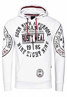 Rusty Neal Kapuzensweatshirt mit Markenprints Weiß (078)