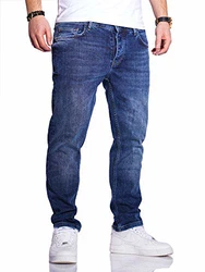 Rello & Reese Herren Jeans Straight Fit Denim Hose JN-221 Blau (JN-221)