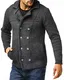 Leif Nelson Herren Strickjacke Schwarze Jacke für Winter Schalkragen Winterjacke Übergangsjacke Hoodie Männer Freizeitjacke Sweatjacke Slim Fit LN6000 M Anthrazit